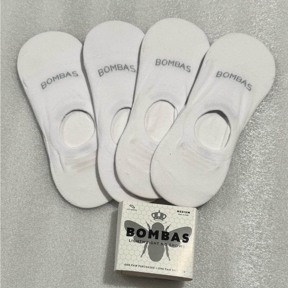 New Bombas Womens Casual Socks - White Medium No Show 4 ct lot